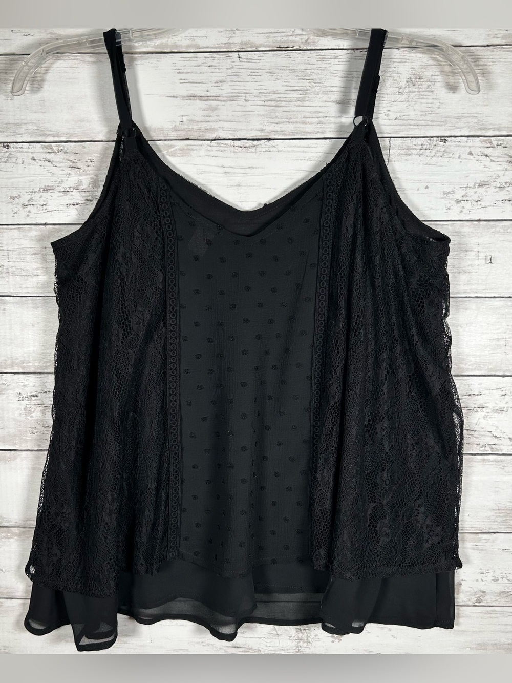 Torrid Sophie Chiffon Swing Cami Lace Tank Top Womens Size 0 = 12 0X Black Cami